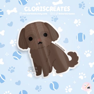 Shorthaired Red Shih Tzu Dog Breed Waterproof Vinyl Sticker | Kawaii Chibi Animal Art Style Laptop Decal | Cute Cartoon Puppy Pet Loss Gift