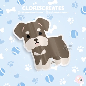 Liver & Pepper Schnauzer Dog Breed Waterproof Vinyl Sticker | Kawaii Chibi Animal Decal | Cute Cartoon Terrier Puppy Pet Loss Memorial Gift