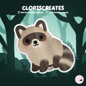 Pegatina de vinilo impermeable con diseño de perro mapache tanuki, calcomanía de folclore japonés con animales chibi kawaii, lindo dibujo de dibujos animados, recuerdo, regalo de vida silvestre