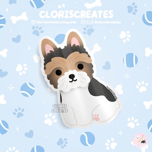 Biewer Terrier German Parti Yorkie Dog Breed Waterproof Vinyl Sticker | Kawaii Chibi Animal Art Decal | Cute Cartoon Puppy Pet Memorial Gift