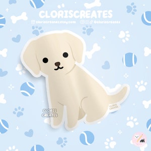 Cream Labrador Retriever Dog Breed Waterproof Vinyl Sticker | Kawaii Chibi Animal Art Decal | Cute Cartoon Puppy Pet Loss Memorial Gift