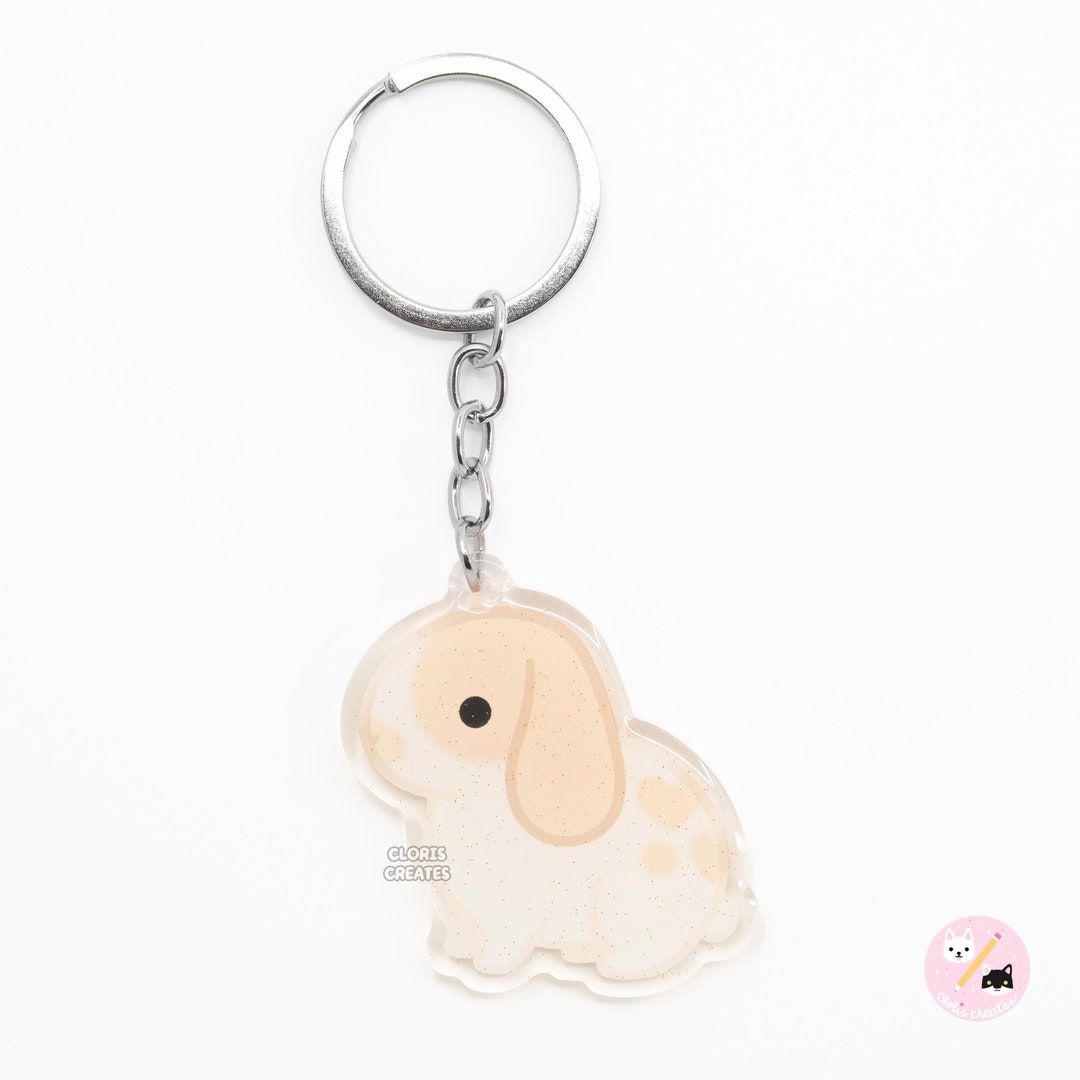 Broken Tan Holland Lop Rabbit Pet Acrylic Keychain | Cartoon Kawaii Art ...