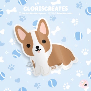 Red & White Cardigan Corgi Dog Breed Waterproof Vinyl Sticker | Kawaii Chibi Animal Art Decal | Cute Cartoon Puppy Pet Loss Memorial Gift