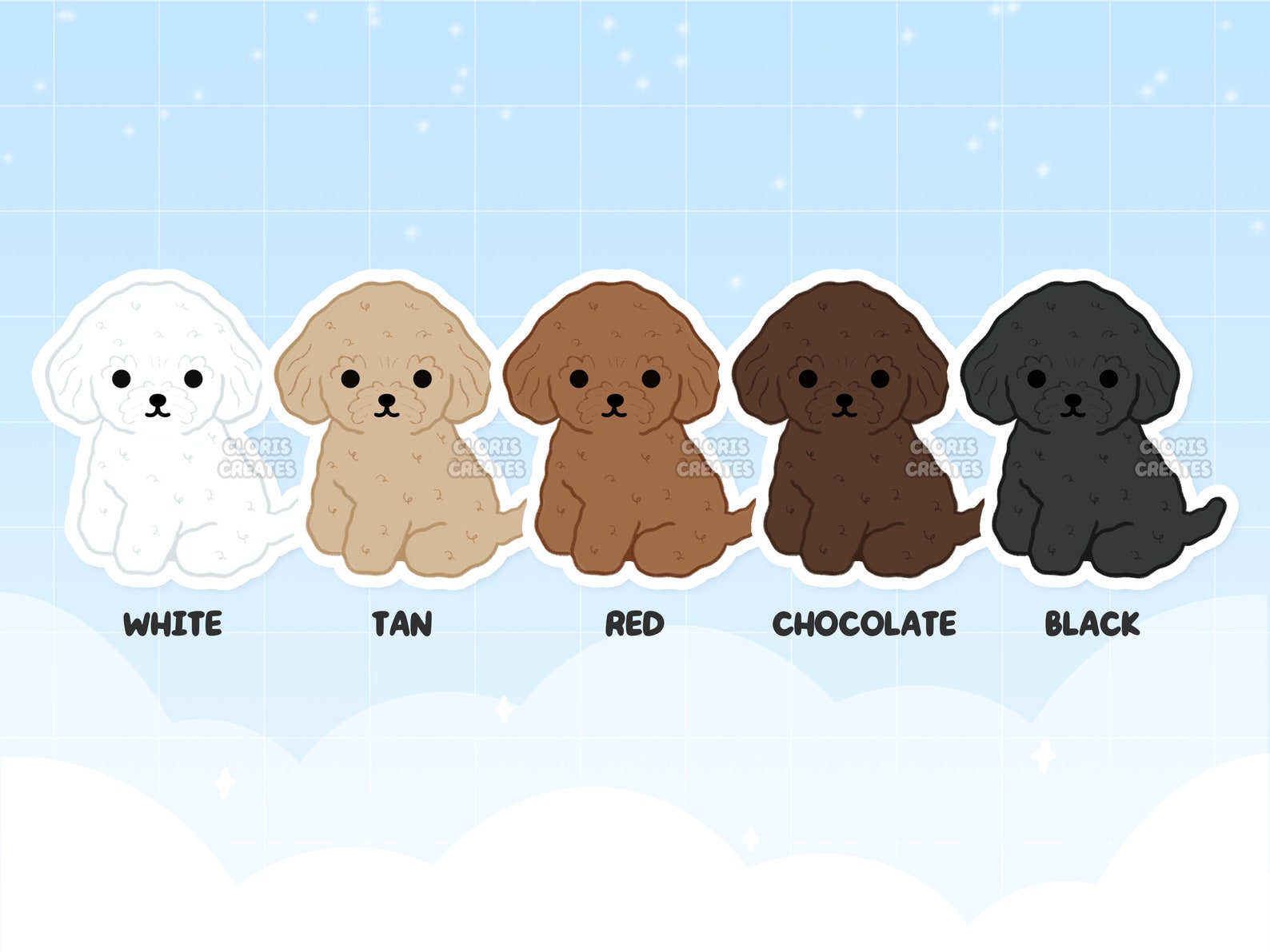 Toy Poodle Sticker Sheet Kawaii Chibi Art Stationery for Etsy