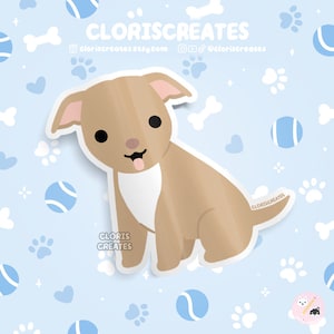 Fawn Pitbull Staffordshire Bull Terrier Dog Breed Waterproof Vinyl Sticker | Kawaii Chibi Animal Decal Cute Cartoon Staffy Puppy Pet Gift