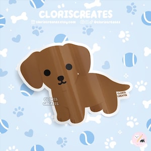 Red Dachshund Wiener Dog Breed Waterproof Vinyl Sticker | Kawaii Chibi Animal Art Laptop Decal | Cute Cartoon Puppy Pet Loss Memorial Gift