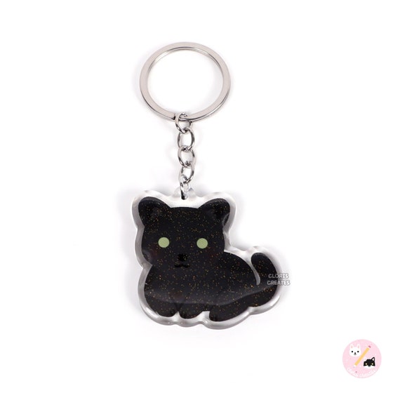 Black Panther Acrylic Glitter Keychain | Kawaii Chibi Animal