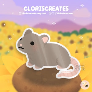 Brown Fancy Rat Waterproof Vinyl Sticker | Kawaii Chibi Rodent Animal Lover Art Laptop Decal | Cute Cartoon Critter Pet Memorial Gift