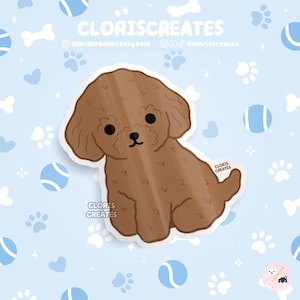 Red Mini Toy Poodle Dog Breed Waterproof Vinyl Sticker | Kawaii Chibi Animal Art Laptop Decal | Cute Cartoon Puppy Pet Loss Memorial Gift