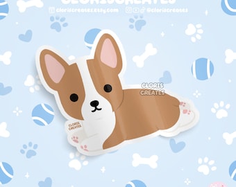 Red Corgi Pembroke Welsh Dog Breed Waterproof Vinyl Sticker | Kawaii Chibi Animal Laptop Decal | Cute Cartoon Puppy Pet Loss Memorial Gift