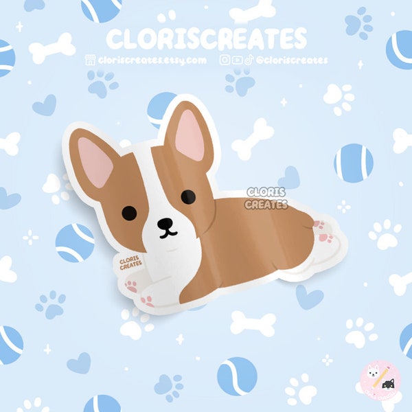 Red Corgi Pembroke Welsh Dog Breed Waterproof Vinyl Sticker | Kawaii Chibi Animal Laptop Decal | Cute Cartoon Puppy Pet Loss Memorial Gift