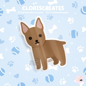 Red German Pinscher Min Pin Dog Breed Waterproof Vinyl Sticker | Kawaii Chibi Animal Art Decal | Cute Cartoon Puppy Pet Loss Memorial Gift