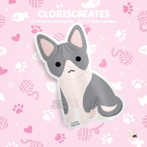 Tuxedo Sphynx Naked Cat Waterproof Vinyl Sticker | Kawaii Chibi Animal Laptop Decal | Cute Cartoon Pet Breed Kitten Loss Memorial Gift