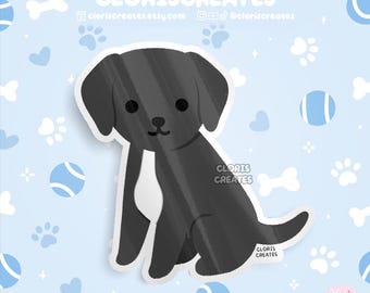 Black White Labrador Retriever Dog Breed Waterproof Vinyl Sticker | Kawaii Chibi Animal Art Decal | Cute Cartoon Lab Puppy Pet Loss Gift