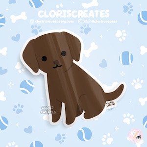 Chocolate Labrador Retriever Lab Dog Breed Waterproof Vinyl Sticker | Kawaii Chibi Animal Decal | Cute Cartoon Puppy Pet Loss Memorial Gift