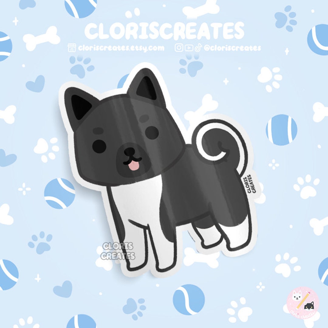 Black American Akita Dog Breed Waterproof Vinyl Sticker Kawaii