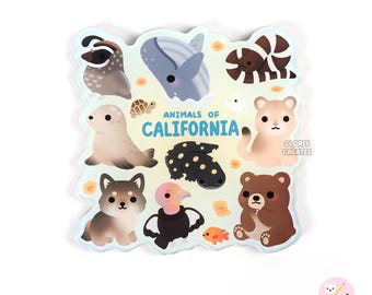 California State Animals Souvenir Fridge Magnet | Cute Gift Shop Memento Kawaii Novelty Keepsake Cartoon Creature Memorabilia for Kids