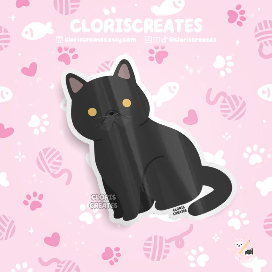Black Exotic Shorthaired Cat Waterproof Vinyl Sticker | Kawaii Chibi ...