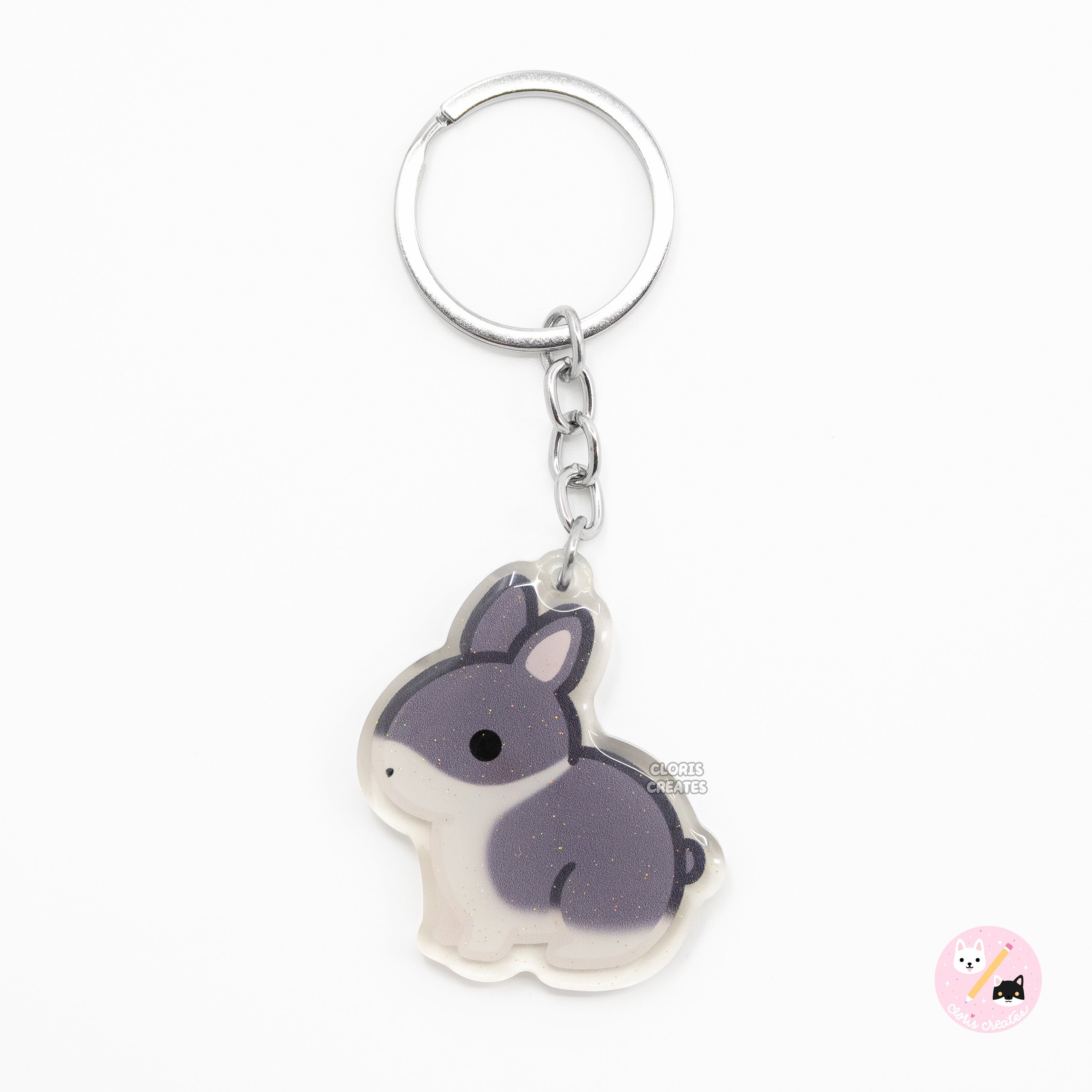 Blue Otter Netherland Dwarf Rabbit Acrylic Pet Keychain | Cartoon ...