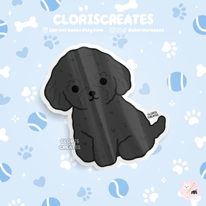 Black Mini Toy Poodle Dog Breed Waterproof Vinyl Sticker | Kawaii Chibi Animal Art Laptop Decal | Cute Cartoon Puppy Pet Loss Memorial Gift