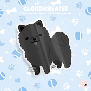 Black Chow Chow Dog Breed Waterproof Vinyl Sticker | Kawaii Chibi Art Style Animal Laptop Decal | Cute Cartoon Puppy Pet Loss Memorial Gift