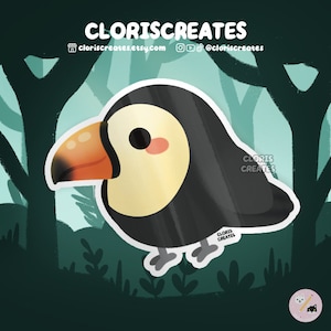Pegatina de vinilo impermeable de pájaro tucán toco / Calcomanía para portátil con diseño de animales kawaii chibi / Lindo dibujo de caricatura, recuerdo de zoológico, regalo de vida silvestre