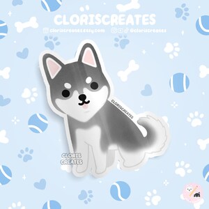 Silver Alaskan Klee Kai Mini Husky Dog Breed Waterproof Vinyl Sticker | Kawaii Chibi Animal Art Decal | Cute Cartoon Puppy Pet Loss Gift