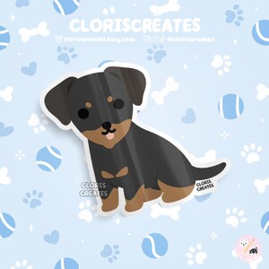 Black & Tan Chiweenie Dog Breed Waterproof Vinyl Sticker | Kawaii Chibi Animal Art Laptop Decal | Cute Cartoon Puppy Pet Loss Memorial Gift