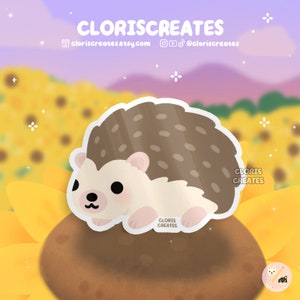 Hedgehog Waterproof Vinyl Sticker | Kawaii Chibi Animal Lover Art Laptop Decal | Cute Cartoon Critter Pet Memorial Gift