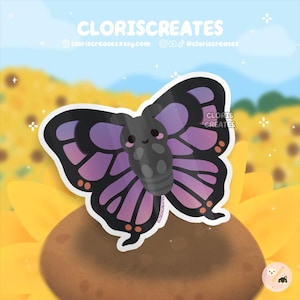 Colorado Hairstreak Purple Butterfly Waterproof Die Cut Sticker | Kawaii Chibi Insect Art Laptop Bottle Decal | Cute Cartoon Bug Lover Gift