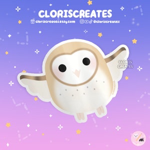 Pegatina de vinilo impermeable de búho común/Animal kawaii chibi para amantes de los animales/Calcomanía para portátil/Botella/Dibujo de caricatura adorable/Regalo de recuerdo de zoológico/Vida silvestre