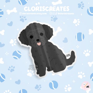 Black Goldendoodle Labradoodle Dog Breed Waterproof Vinyl Sticker | Kawaii Chibi Animal Decal Cute Cartoon Doodle Mix Puppy Pet Loss Gift