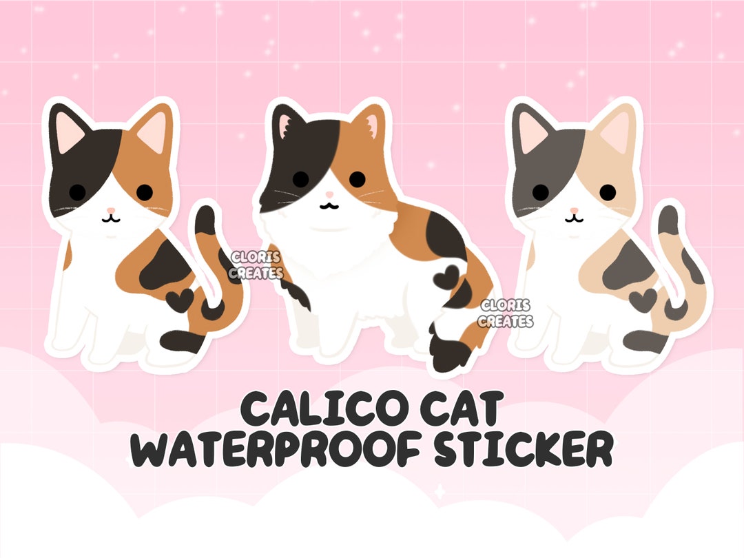 Sentimenteel privacy weekend Calico Cat Die Cut Sticker Kawaii Chibi Art Waterproof Decal - Etsy