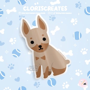 Cropped Fawn Doberman Pinscher Dog Breed Waterproof Vinyl Sticker | Kawaii Chibi Animal Art Decal | Cute Cartoon Diluted Puppy Pet Loss Gift