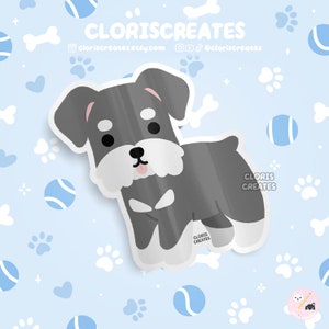 Salt & Pepper Schnauzer Dog Breed Waterproof Vinyl Sticker | Kawaii Chibi Animal Decal | Cute Cartoon Terrier Puppy Pet Loss Memorial Gift