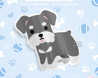 Salt & Pepper Schnauzer Dog Breed Waterproof Vinyl Sticker | Kawaii Chibi Animal Decal | Cute Cartoon Terrier Puppy Pet Loss Memorial Gift