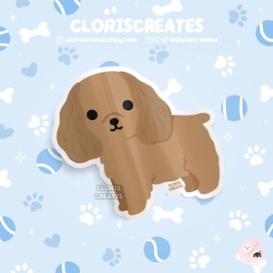 Red Cocker Spaniel Dog Breed Waterproof Vinyl Sticker | Kawaii Chibi Animal Art Laptop Decal | Cute Cartoon Puppy Pet Loss Memorial Gift