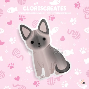 Seal Point Sphynx Naked Cat Waterproof Vinyl Sticker | Kawaii Chibi Animal Laptop Decal | Cute Cartoon Pet Breed Kitten Loss Memorial Gift