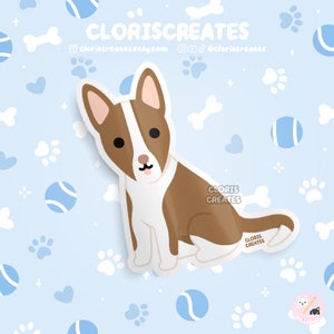 Ibizan Hound Dog Breed Waterproof Vinyl Sticker | Kawaii Chibi Animal Lover Art Laptop Decal | Cute Cartoon Puppy Pet Loss Memorial Gift