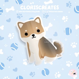 Sable Shiba Inu Dog Breed Waterproof Vinyl Sticker | Kawaii Chibi Animal Art Laptop Decal | Cute Cartoon Puppy Pet Loss Memorial Gift