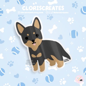 Black & Tan Australian Kelpie Dog Breed Waterproof Vinyl Sticker | Kawaii Chibi Animal Art Decal | Cute Cartoon Rescue Puppy Pet Loss Gift