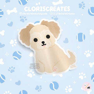 Morkie Maltese Yorkie Terrier Mix Dog Breed Waterproof Vinyl Sticker | Kawaii Chibi Animal Art Decal Cute Cartoon Rescue Puppy Pet Loss Gift