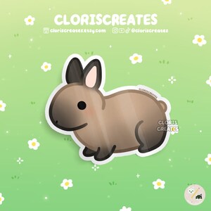 Cinnamon Rabbit Waterproof Vinyl Sticker | Kawaii Chibi Animal Lover Art Water Bottle Decal | Cute Cartoon Pet Bunny Loss Memorial Gift
