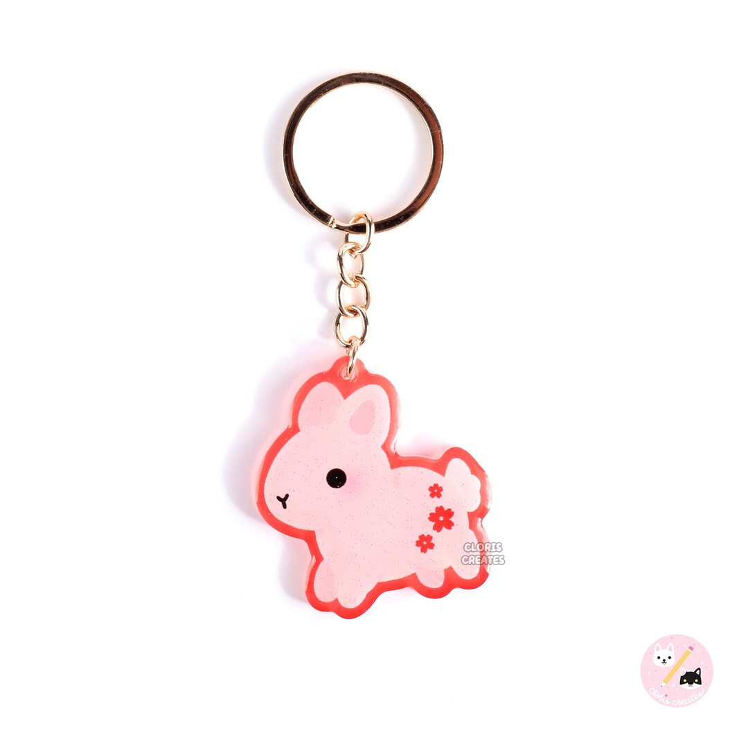 Year of the Rabbit Acrylic Glitter Keychain | Kawaii Chibi Lunar New ...