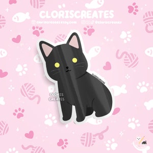 Black Manx Cat Waterproof Vinyl Sticker | Kawaii Chibi Animal Laptop Decal | Cute Cartoon Pet Breed No Tail Kitten Loss Memorial Gift