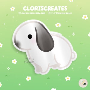 Sable Frosty Holland Lop Kaninchen-wasserfester Vinyl-Aufkleber | Kawaii Chibi Tierliebhaber Kunst Flasche Aufkleber | Niedliches Cartoon-Haustier-Häschen Verlust Geschenk
