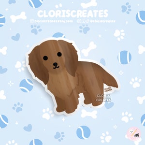 Irish Setter Dog Breed Waterproof Vinyl Sticker | Kawaii Chibi Animal Decal | Cute Cartoon Longhaired Dachshund Puppy Pet Loss Memorial Gift