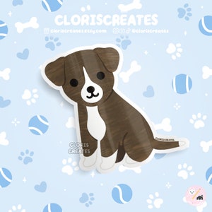 Brindle Mountain Cur Dog Breed Waterproof Vinyl Sticker | Kawaii Chibi Animal Art Laptop Decal | Cute Cartoon Puppy Pet Loss Memorial Gift