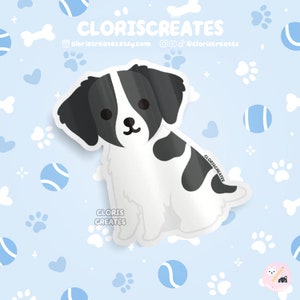 Black Brittany Spaniel Dog Breed Waterproof Vinyl Sticker | Kawaii Chibi Animal Art Laptop Decal | Cute Cartoon Puppy Pet Loss Memorial Gift