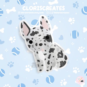 Blue Merle French Bulldog Frenchie Dog Breed Waterproof Vinyl Sticker | Kawaii Chibi Animal Art Decal | Cute Cartoon Puppy Pet Loss Gift